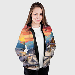 Куртка с капюшоном женская Северное сияние веселья, цвет: 3D-черный — фото 2