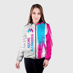 Куртка с капюшоном женская Asking Alexandria neon gradient style по-вертикали, цвет: 3D-черный — фото 2