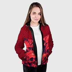 Куртка с капюшоном женская Расплавленные красные черепа, цвет: 3D-черный — фото 2