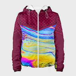 Куртка с капюшоном женская Разводы мыльного пузырька, цвет: 3D-белый