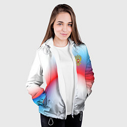 Куртка с капюшоном женская Герб России на фоне абстрактного триколора, цвет: 3D-белый — фото 2