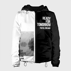 Куртка с капюшоном женская Чёрно белый Stay always close be a guide мечты, цвет: 3D-черный