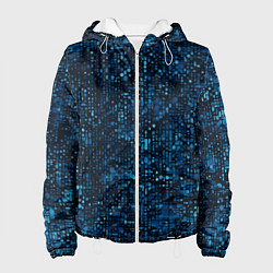 Куртка с капюшоном женская Синие точки на чёрном фоне, цвет: 3D-белый