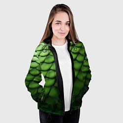 Куртка с капюшоном женская Зеленая чешуя змеи, цвет: 3D-черный — фото 2
