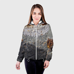 Куртка с капюшоном женская Коррозия металла гранж текстура, цвет: 3D-белый — фото 2