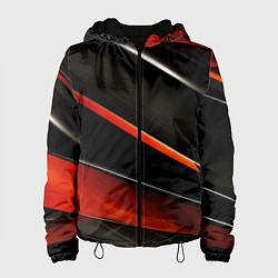 Куртка с капюшоном женская Красные и черные вставки, цвет: 3D-черный