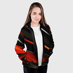 Куртка с капюшоном женская Красные и черные вставки, цвет: 3D-черный — фото 2