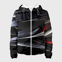 Куртка с капюшоном женская Black red abstract, цвет: 3D-белый