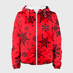 Куртка с капюшоном женская Праздничный снег, цвет: 3D-белый