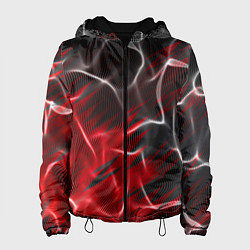Куртка с капюшоном женская Дым и красные текстуры, цвет: 3D-черный