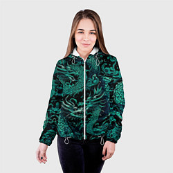 Куртка с капюшоном женская Дракон бирюзового цвета, цвет: 3D-белый — фото 2