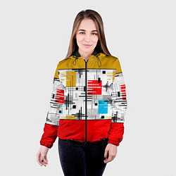 Куртка с капюшоном женская Узор красного горчичного цвета, цвет: 3D-черный — фото 2