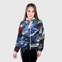 Куртка с капюшоном женская Абстрактные осколки стеклянных кристалов, цвет: 3D-белый — фото 2