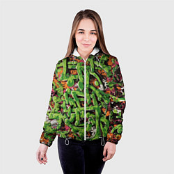 Куртка с капюшоном женская Оранжево-зелёное граффити, цвет: 3D-белый — фото 2