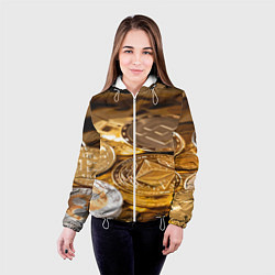 Куртка с капюшоном женская Виртуальные монеты, цвет: 3D-белый — фото 2
