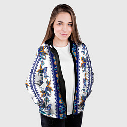 Куртка с капюшоном женская Цветочный этнический орнамент, цвет: 3D-черный — фото 2
