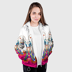Куртка с капюшоном женская Цветочный сказочный узор, цвет: 3D-белый — фото 2