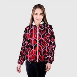 Куртка с капюшоном женская Красный узор, цвет: 3D-белый — фото 2