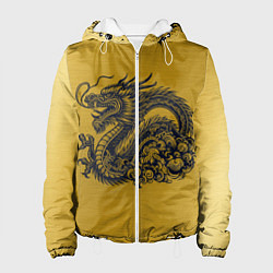 Куртка с капюшоном женская Дракон на золоте, цвет: 3D-белый
