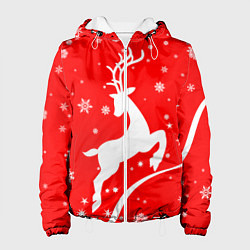 Куртка с капюшоном женская Christmas deer, цвет: 3D-белый