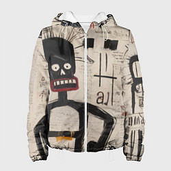 Куртка с капюшоном женская Рисунок человека на бумаге, цвет: 3D-белый