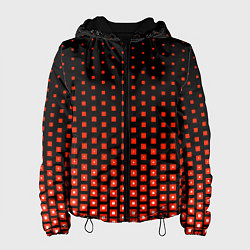 Куртка с капюшоном женская Красные квадраты, цвет: 3D-черный