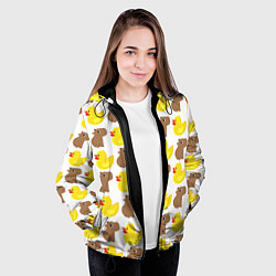 Куртка с капюшоном женская Капибара с желтой уткой, цвет: 3D-черный — фото 2