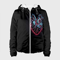 Куртка с капюшоном женская Киберседце, цвет: 3D-белый