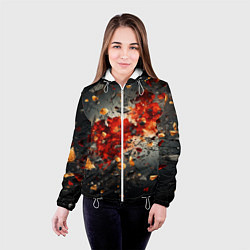 Куртка с капюшоном женская Желтые и черные осколки после взрыва, цвет: 3D-белый — фото 2