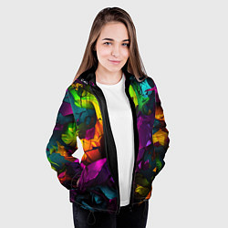 Куртка с капюшоном женская Яркие разноцветные краски, цвет: 3D-черный — фото 2