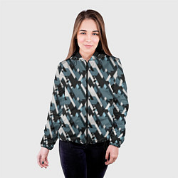 Куртка с капюшоном женская Треугольники military, цвет: 3D-черный — фото 2