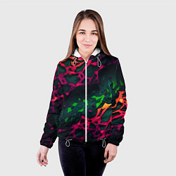 Куртка с капюшоном женская Яркая абстракция в стиле камуфляжа, цвет: 3D-белый — фото 2
