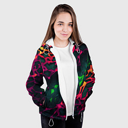 Куртка с капюшоном женская Яркая абстракция в стиле камуфляжа, цвет: 3D-белый — фото 2