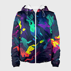 Куртка с капюшоном женская Яркая абстракция в стиле камуфляжа, цвет: 3D-белый