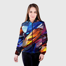 Куртка с капюшоном женская Прозрачные блестящие камни, цвет: 3D-черный — фото 2