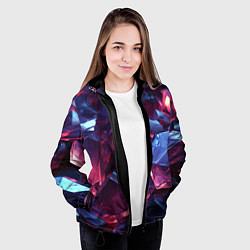 Куртка с капюшоном женская Абстрактные стеклянные камни, цвет: 3D-черный — фото 2