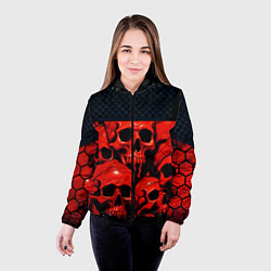 Куртка с капюшоном женская Расплавленные красные черепа стёжка, цвет: 3D-черный — фото 2