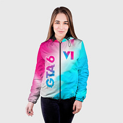 Куртка с капюшоном женская GTA 6 neon gradient style вертикально, цвет: 3D-черный — фото 2