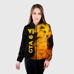 Куртка с капюшоном женская GTA 6 - gold gradient по-вертикали, цвет: 3D-черный — фото 2
