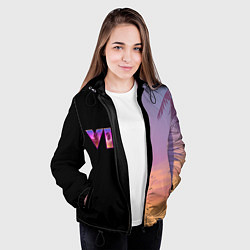 Куртка с капюшоном женская GTA 6 пальмы, цвет: 3D-черный — фото 2