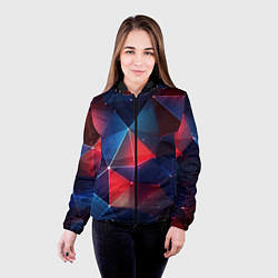 Куртка с капюшоном женская Синяя геометрическая абстракция, цвет: 3D-черный — фото 2