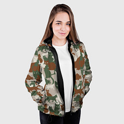 Куртка с капюшоном женская Кошки - камуфляж, цвет: 3D-черный — фото 2