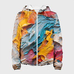 Куртка с капюшоном женская Абстрактная живопись акрилом, цвет: 3D-белый
