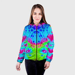 Куртка с капюшоном женская Tie-Dye abstraction, цвет: 3D-черный — фото 2