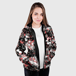 Куртка с капюшоном женская Футбол узоры, цвет: 3D-черный — фото 2