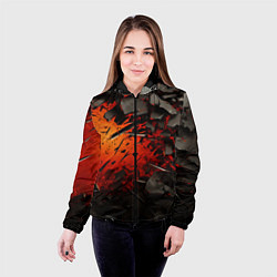 Куртка с капюшоном женская Черные камни на красном взрыв, цвет: 3D-черный — фото 2