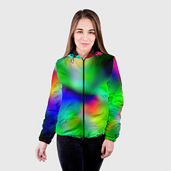 Куртка с капюшоном женская Психоделический неоновый градиент, цвет: 3D-черный — фото 2
