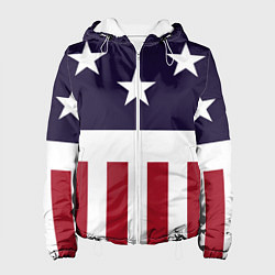 Куртка с капюшоном женская Флаг Америки, цвет: 3D-белый