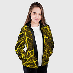 Куртка с капюшоном женская Жёлтая паутина на чёрном фоне, цвет: 3D-черный — фото 2