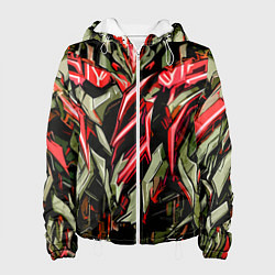 Куртка с капюшоном женская Серый и красный камень, цвет: 3D-белый